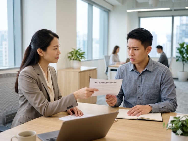Illustration of an employee receiving a document from a colleague