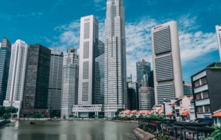 Singapore Boat Quay CBD skyline with OCBC and UOB towers