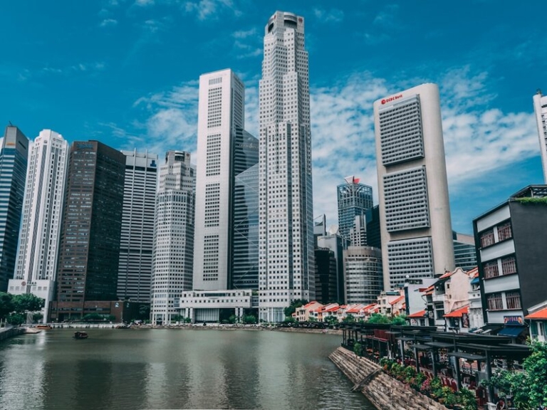 Singapore Boat Quay CBD skyline with OCBC and UOB towers