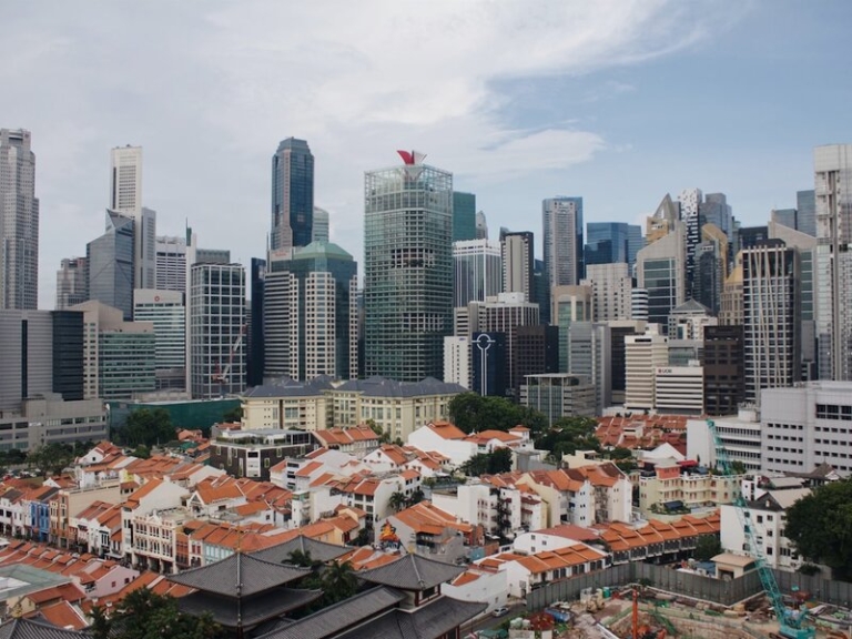 Singapore shophouses and the central business district