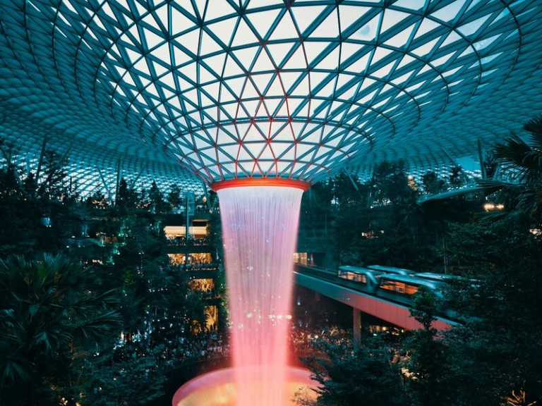 Jewel Changi Airport’s indoor waterfall