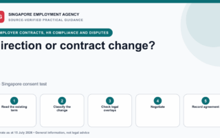 Decision diagram for Singapore employers distinguishing an operational direction from a contractual change requiring consent.