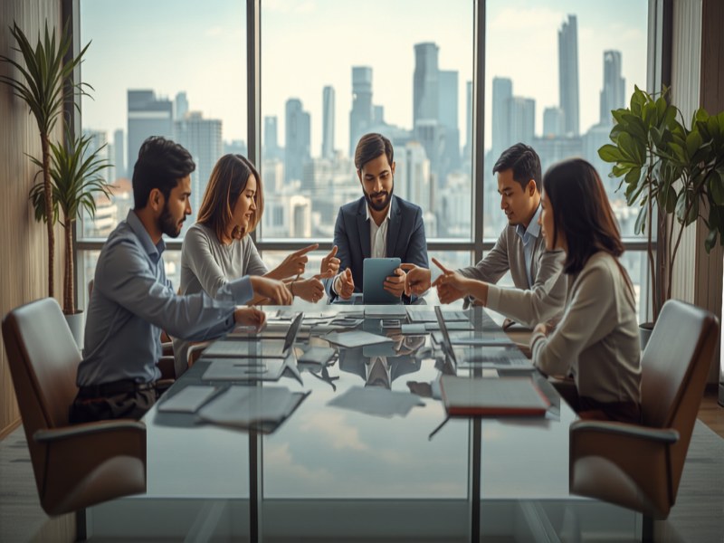 Diverse team of professionals collaborating in a Singapore office