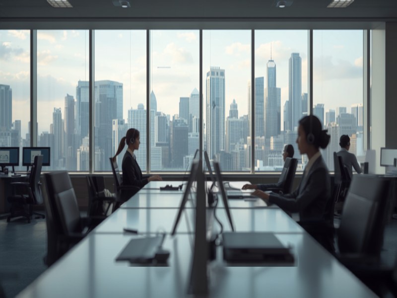 Illustration of a sales team meeting in an office