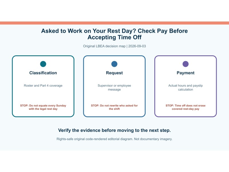 Original decision diagram for asked to work on your rest day? check pay before accepting time off