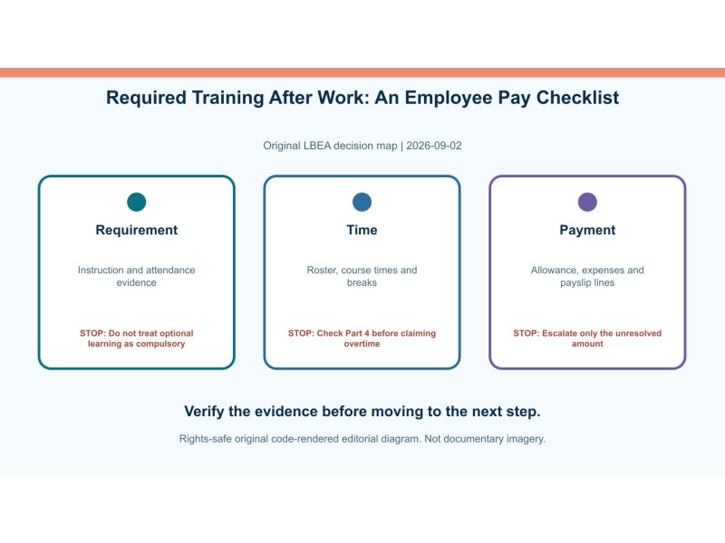 Original decision diagram for required training after work: an employee pay checklist