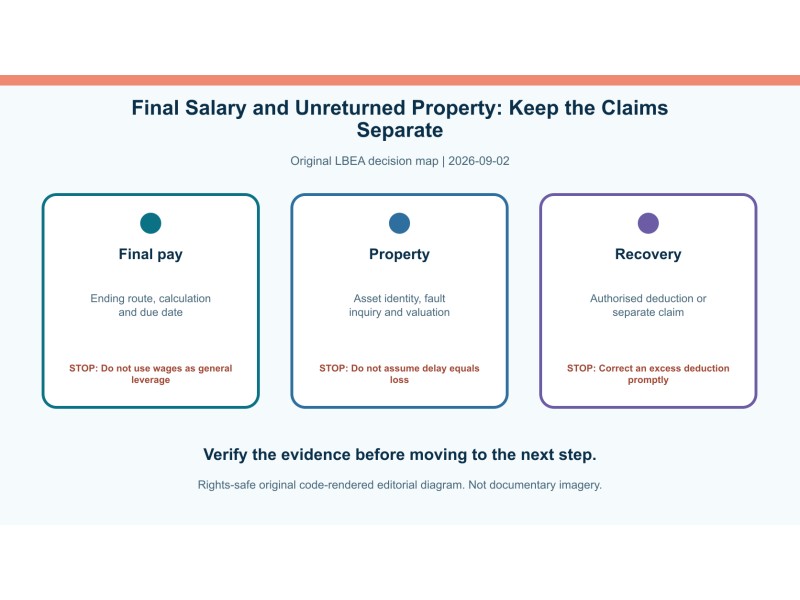 Original decision diagram for final salary and unreturned property: keep the claims separate