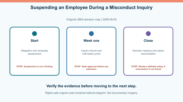 Original decision diagram for suspending an employee during a misconduct inquiry