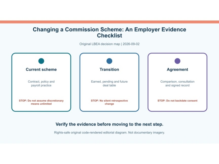 Original decision diagram for changing a commission scheme: an employer evidence checklist