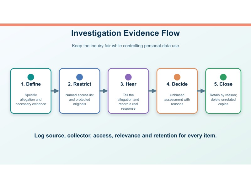 Original editorial decision diagram for employee investigation records: a pdpa and due-inquiry checklist
