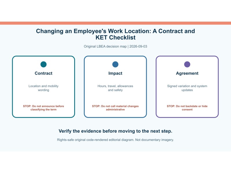 Original decision diagram for changing an employee's work location: a contract and ket checklist