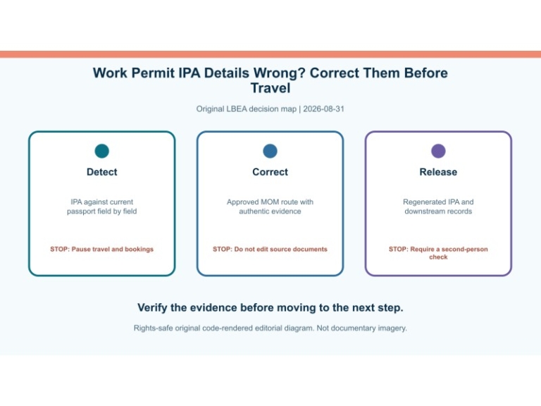 Original decision diagram for work permit ipa details wrong? correct them before travel
