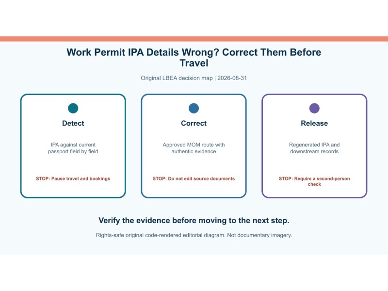 Original decision diagram for work permit ipa details wrong? correct them before travel