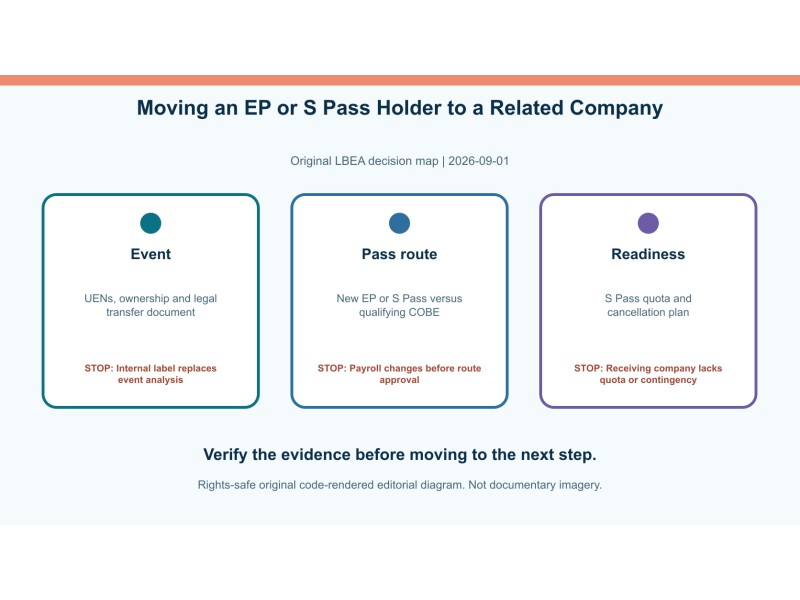 Original decision diagram for moving an ep or s pass holder to a related company