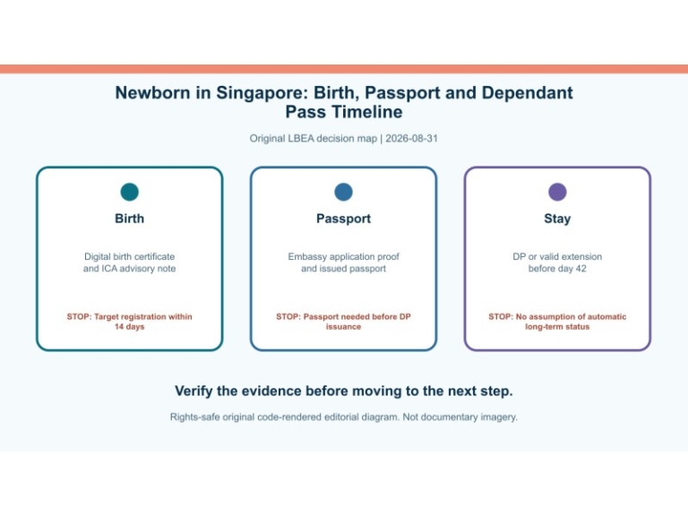 Original decision diagram for newborn in singapore: birth, passport and dependant pass timeline