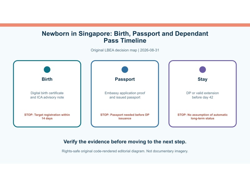 Original decision diagram for newborn in singapore: birth, passport and dependant pass timeline