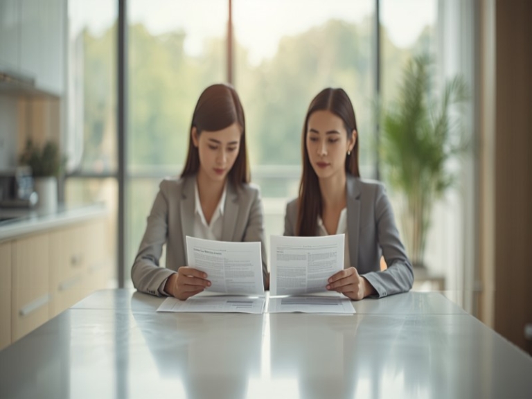 Illustration of two people reviewing documents together