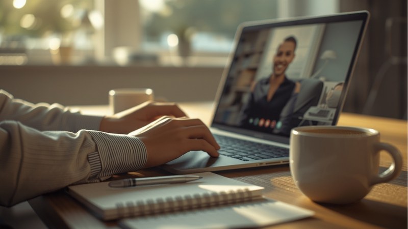 Manager holding a video call 1-on-1 with a remote employee