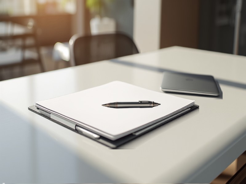An HR manager's desk with an open policy document and a pen in a bright modern Singapore office